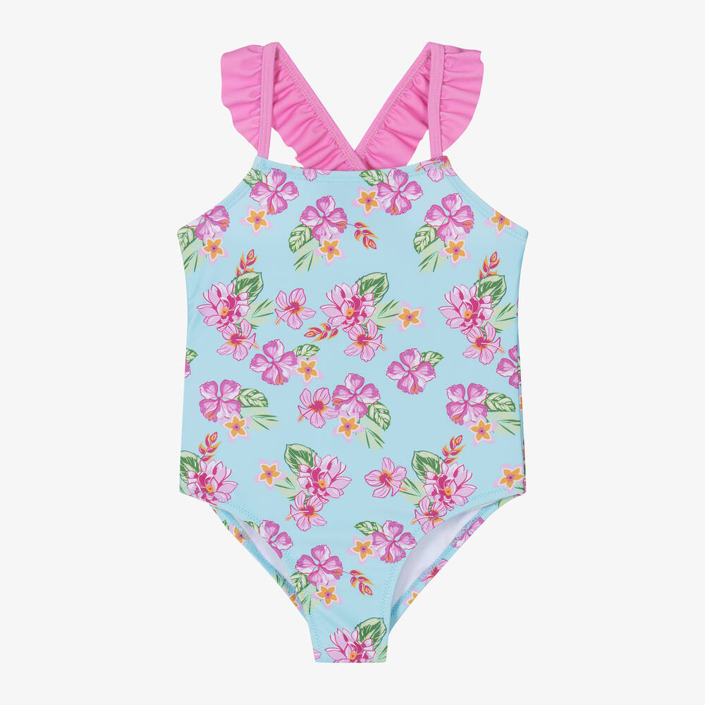 iDO Baby - Girls Blue Floral Swimsuit | Childrensalon