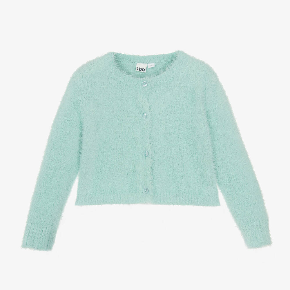 iDO Baby - Girls Blue Shimmer Fluffy Cardigan | Childrensalon