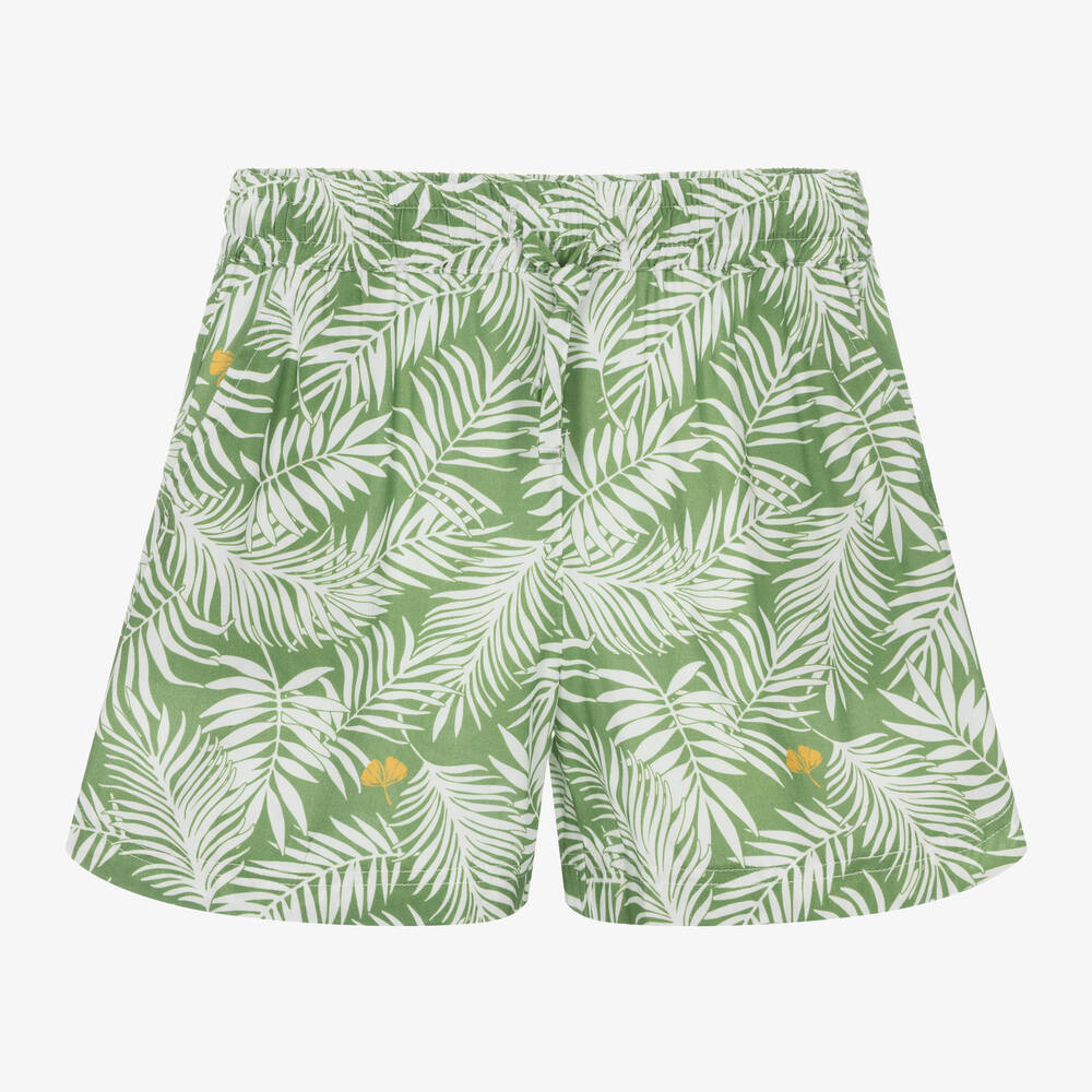 Shop Ido Junior Girls Green Palm Leaf Shorts