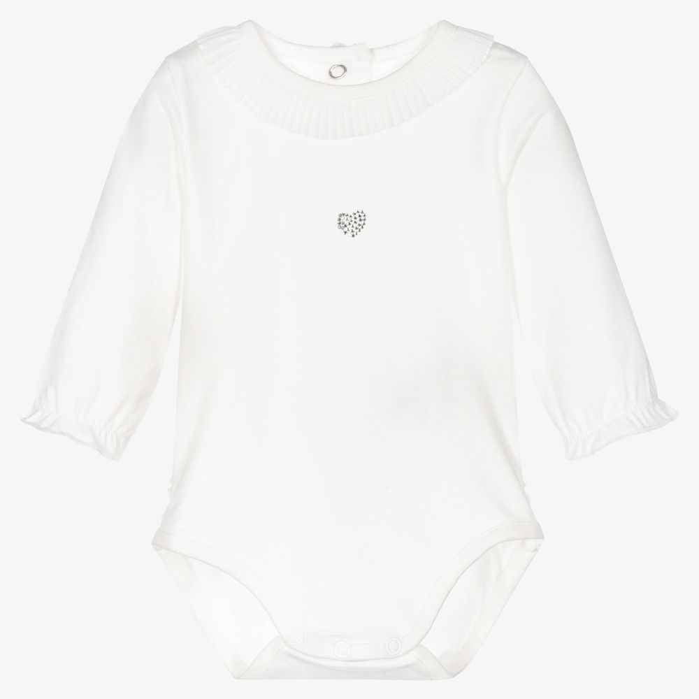 Ido Mini Babies'  Girls Ivory Cotton Bodysuit