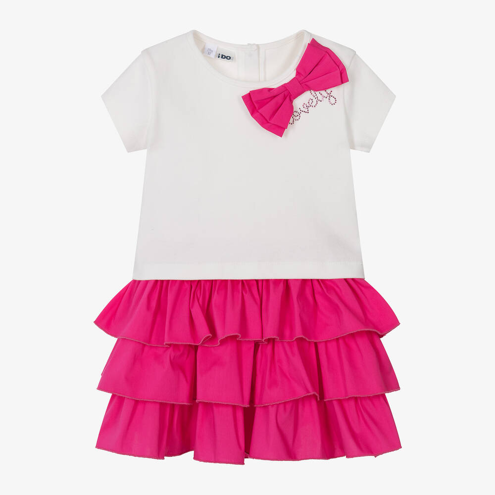 iDO Baby - Girls Ivory & Pink Cotton Skirt Set  | Childrensalon