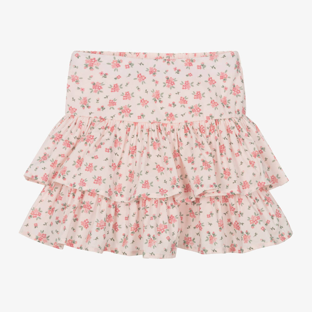iDO Baby - Girls Pale Pink Cotton Floral Skirt | Childrensalon