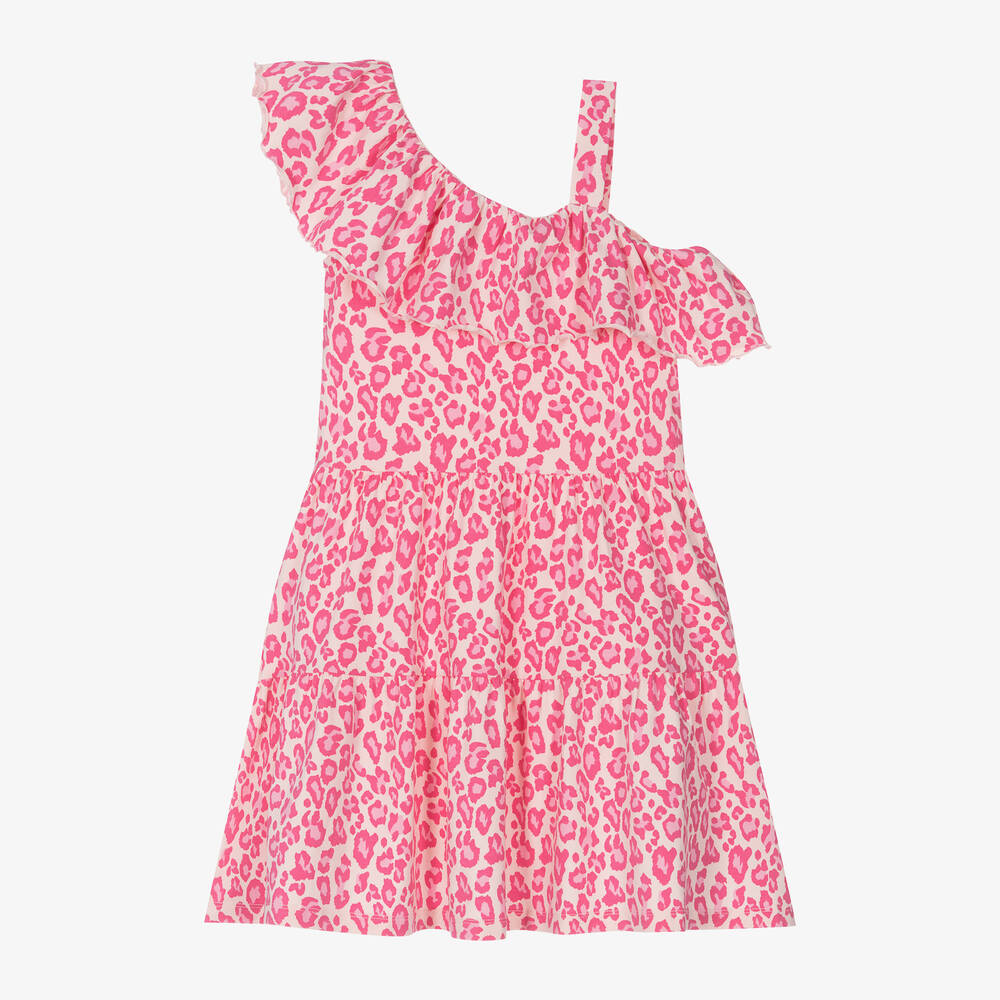 iDO Junior - فستان قطن جيرسي لون زهري مزين بكشكش | Childrensalon