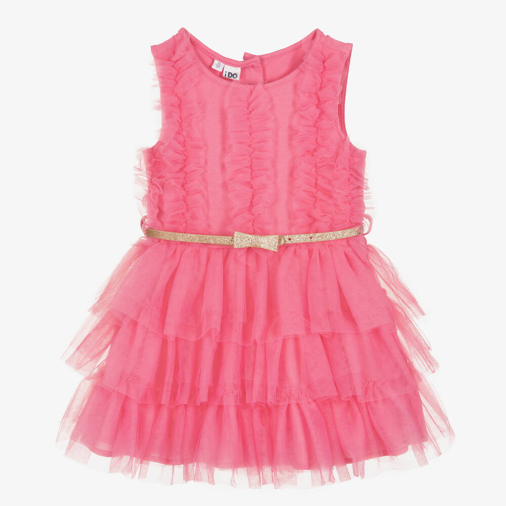 Ido Baby Girls Pink Cotton Tulle Dress