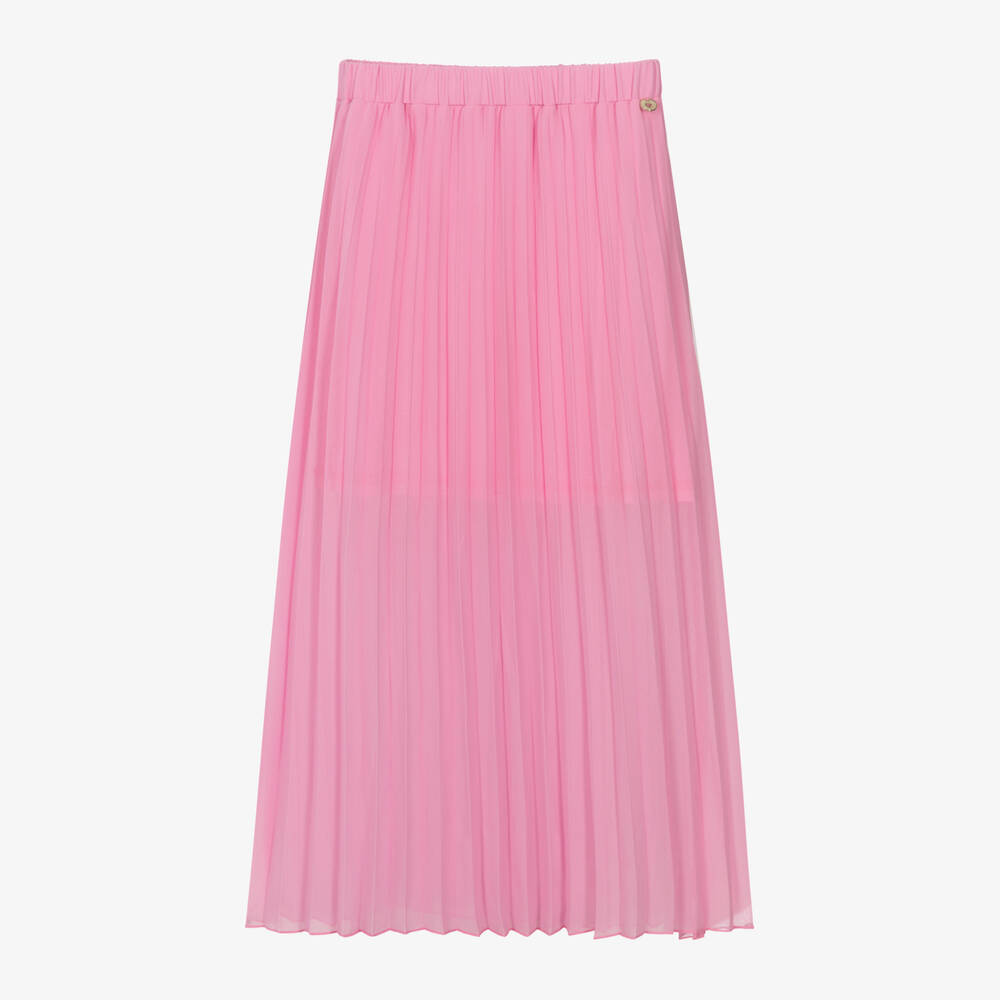 iDO Junior - Girls Pink Crêpe Chiffon Pleated Skirt | Childrensalon
