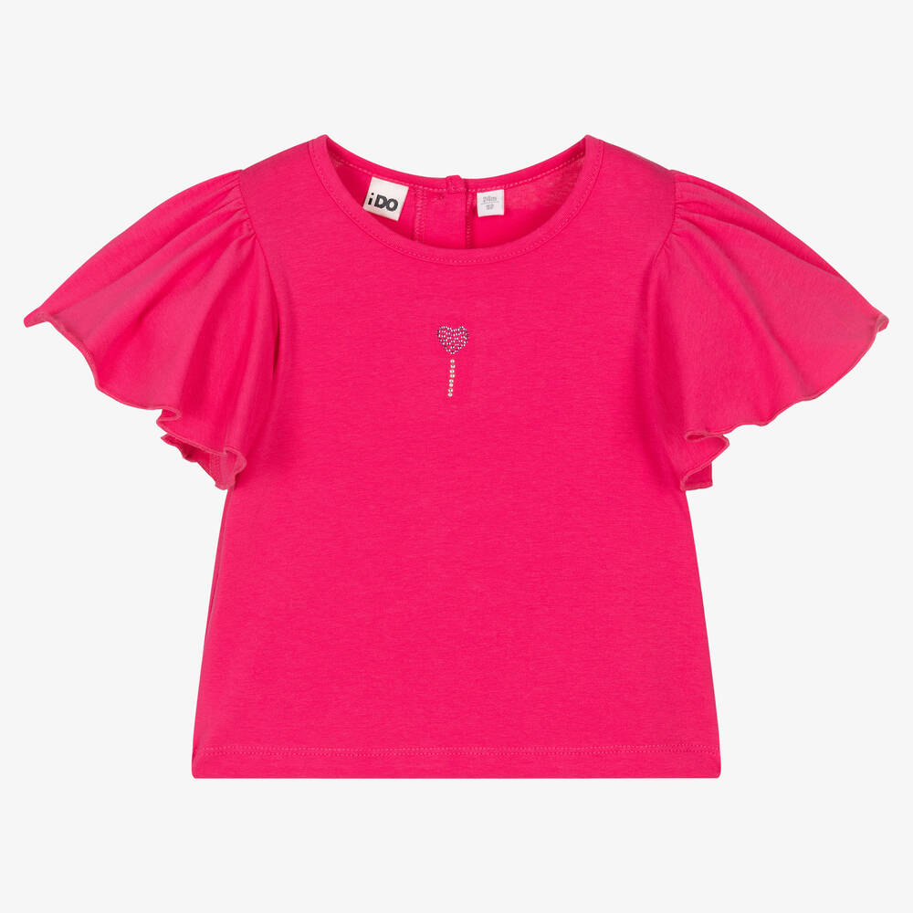 Ido Baby Kids' Girls Pink Diamanté Cotton T-shirt