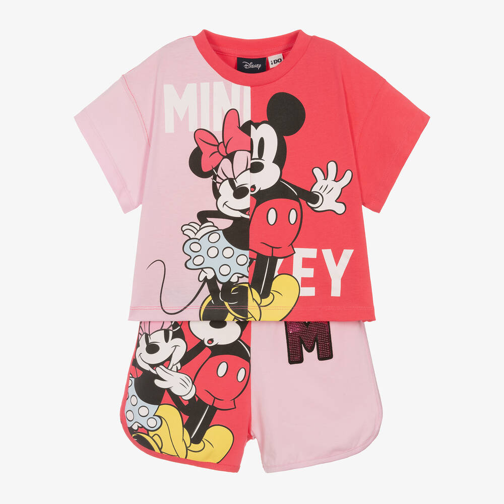 iDO Baby - Girls Pink Disney Cotton Shorts Set | Childrensalon