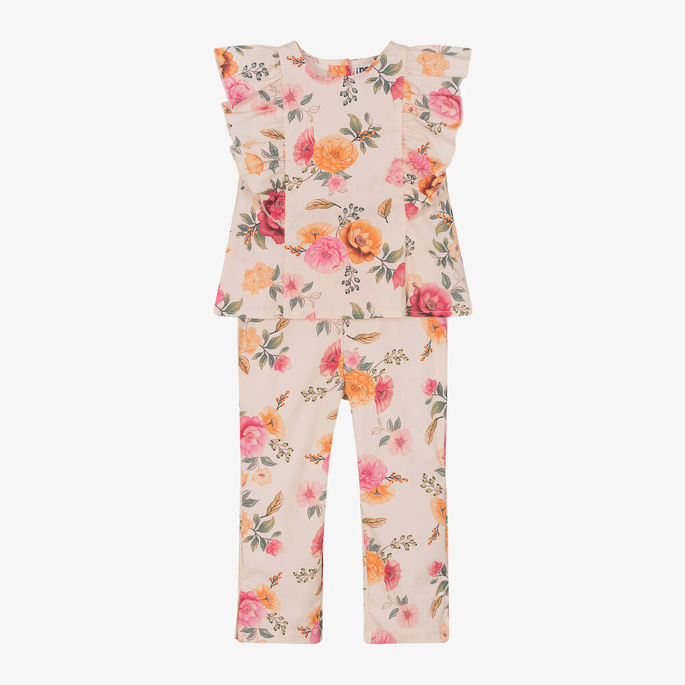 iDO Baby - Girls Pink Floral Trouser Set | Childrensalon