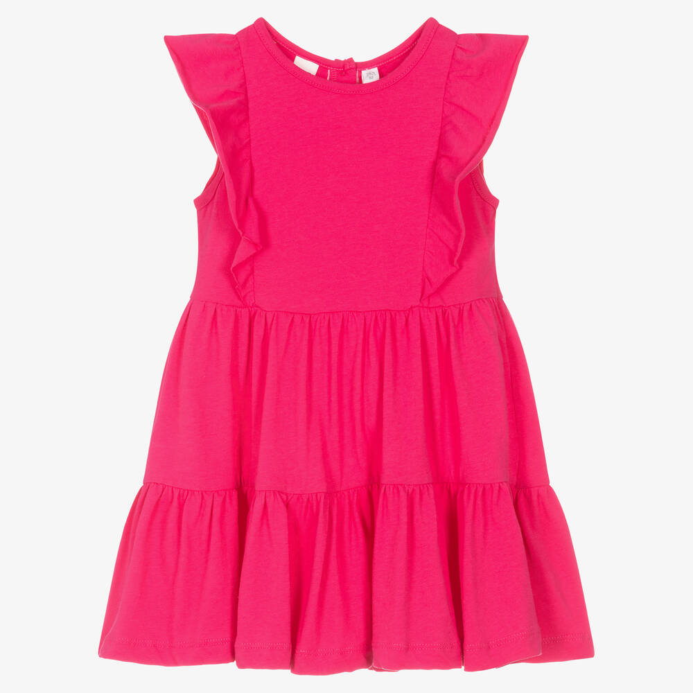 Ido Baby Girls Pink Tiered Cotton Dress