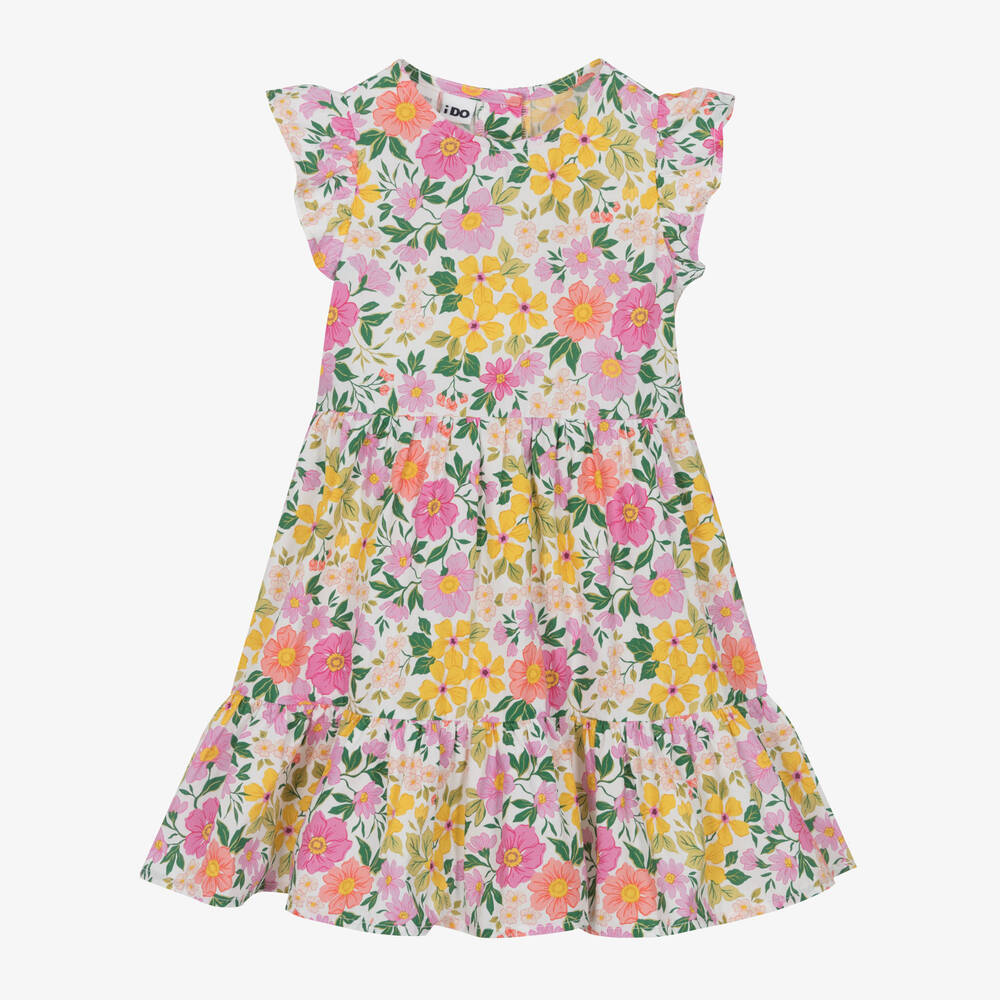 iDO Baby - Girls Pink & Yellow Floral Cotton Dress | Childrensalon