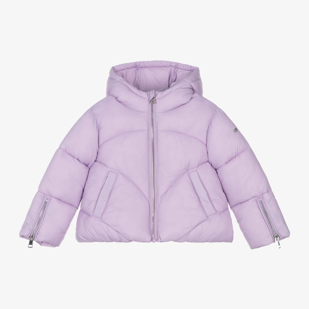 iDO Baby - Girls Purple Hooded Puffer Jacket | Childrensalon