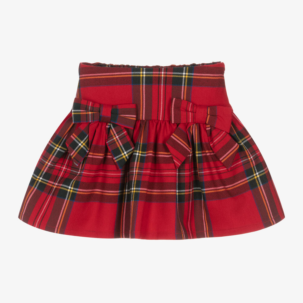 iDO Baby - Girls Red Tartan Cotton Skirt | Childrensalon