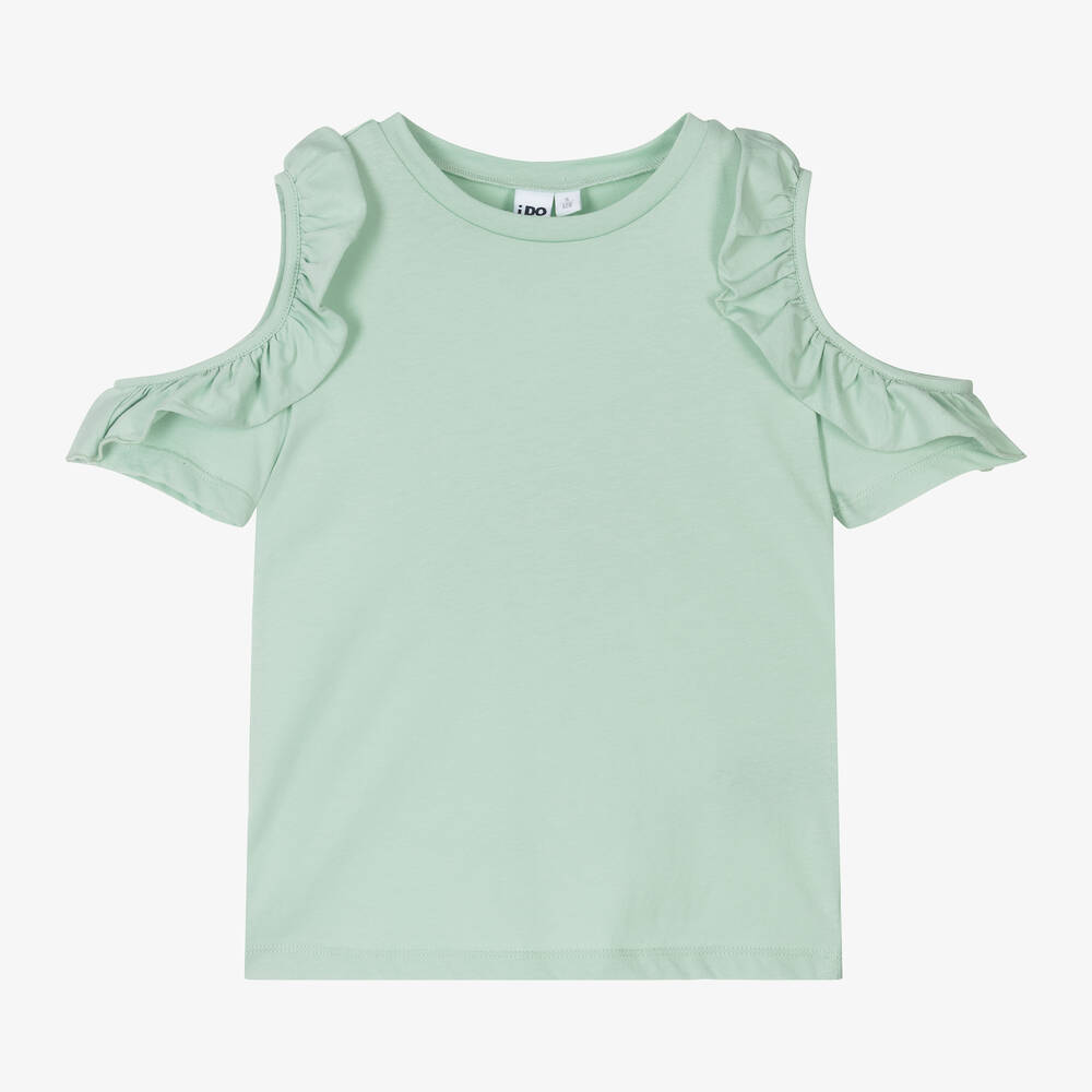 iDO Junior - Girls Sage Green Cotton T-Shirt | Childrensalon
