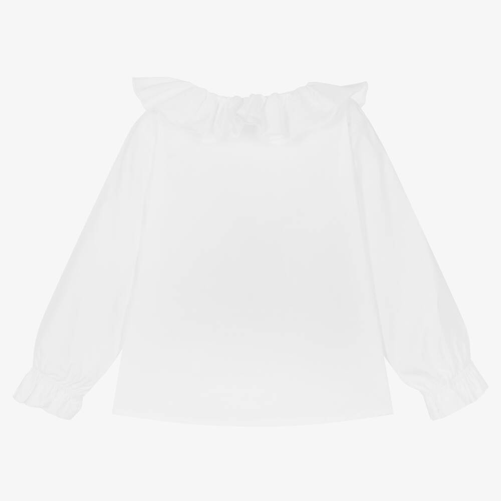 iDO Baby Girls White Cotton Ruffle Blouse