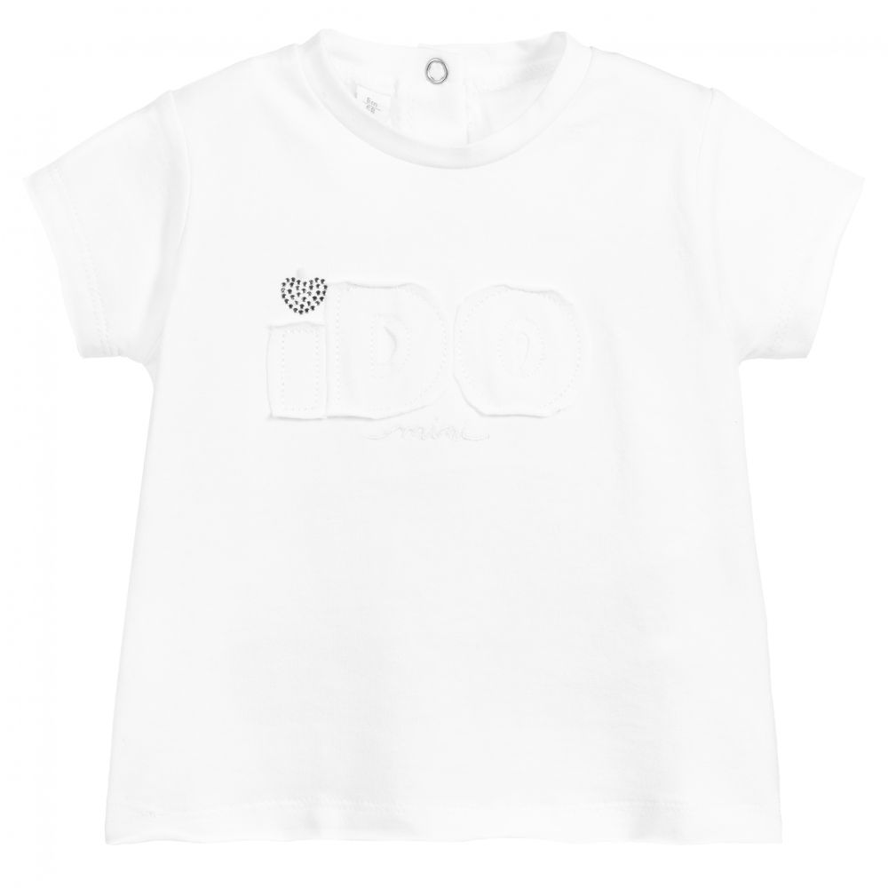 Ido Mini Babies'  Girls White Cotton T-shirt