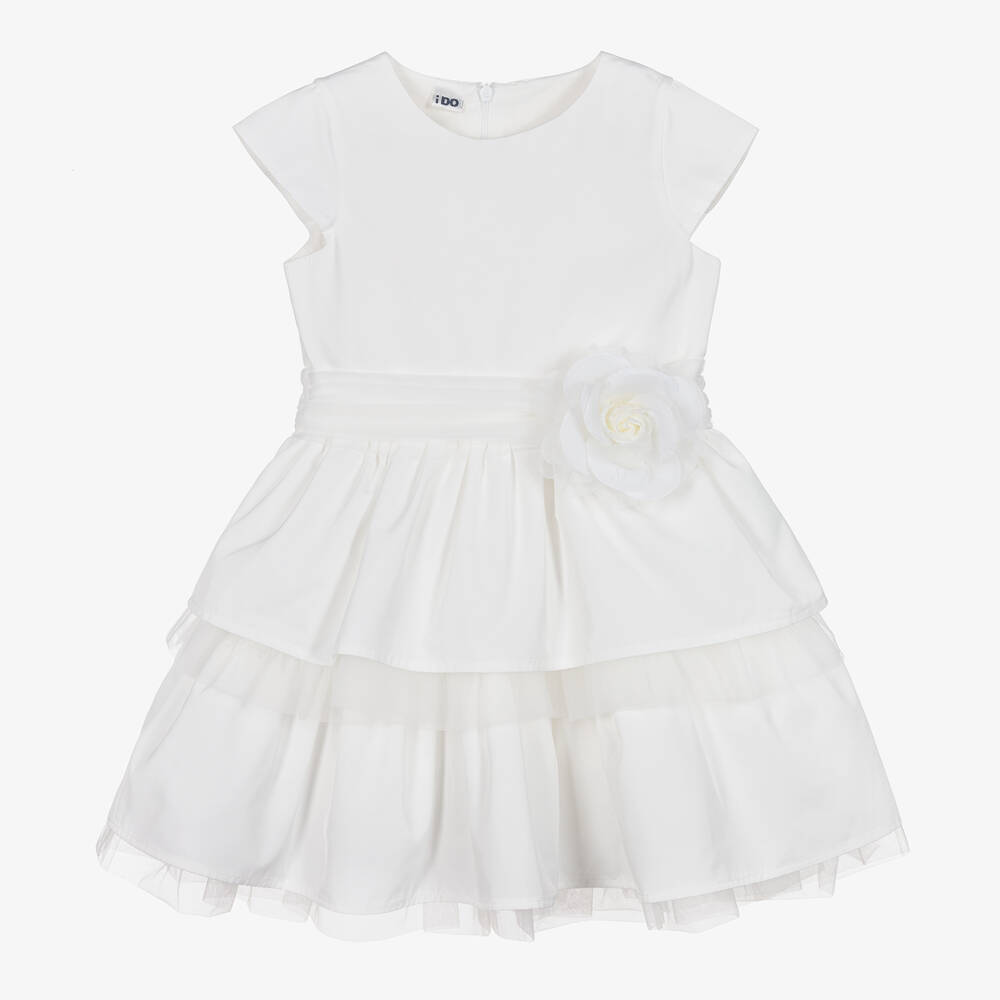 Ido Baby Girls White Flower Dress