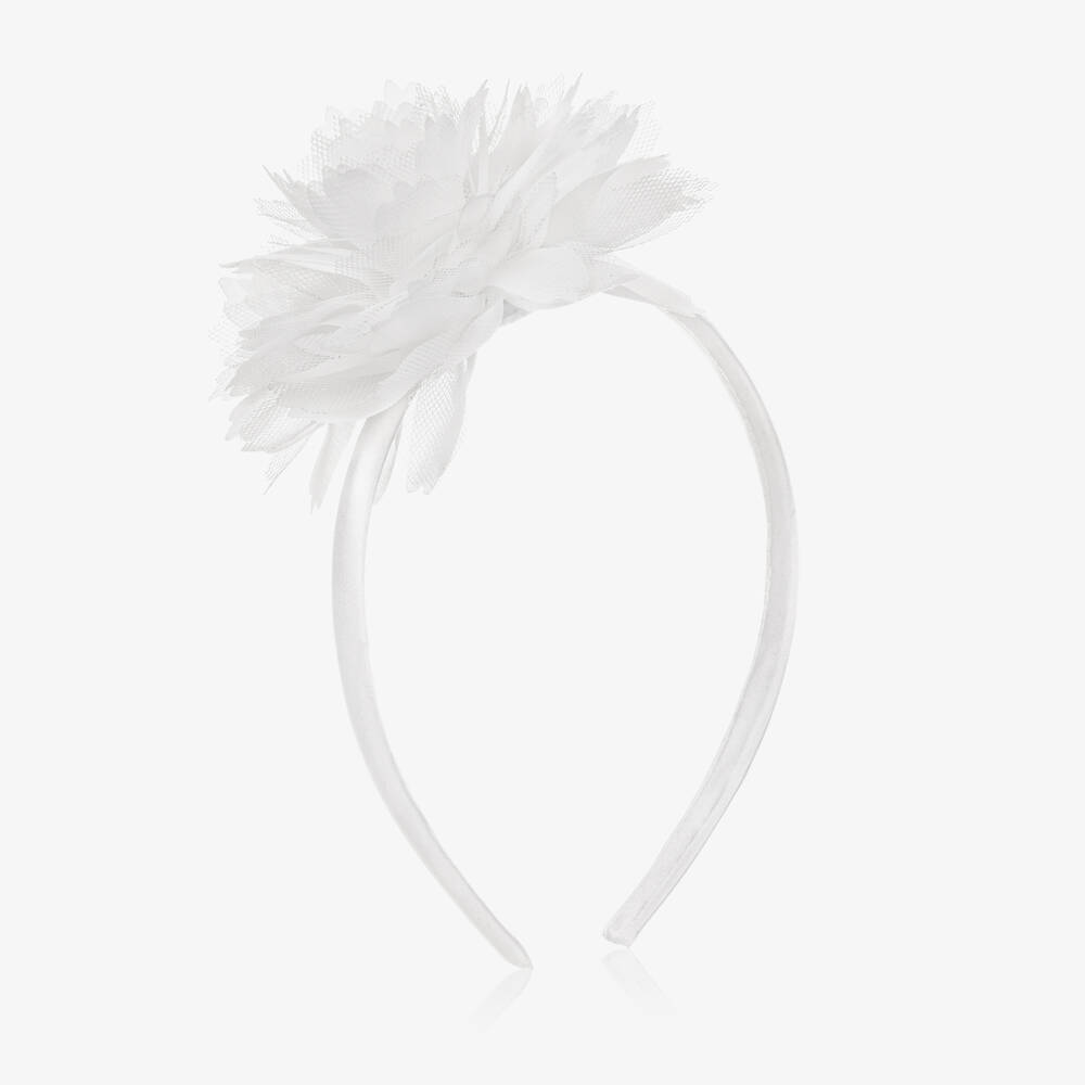 iDO Junior - Girls White Flower Hairband  | Childrensalon