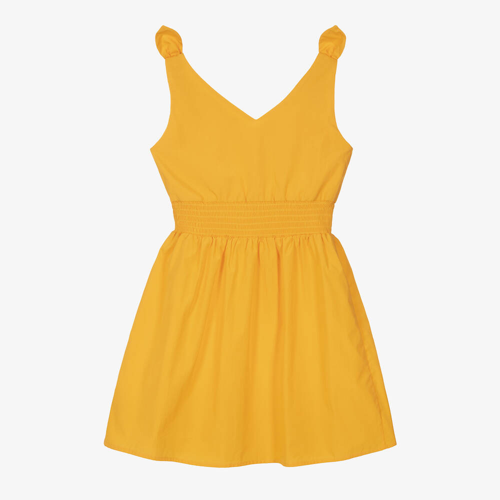 iDO Junior - Girls Yellow Cotton Dress | Childrensalon