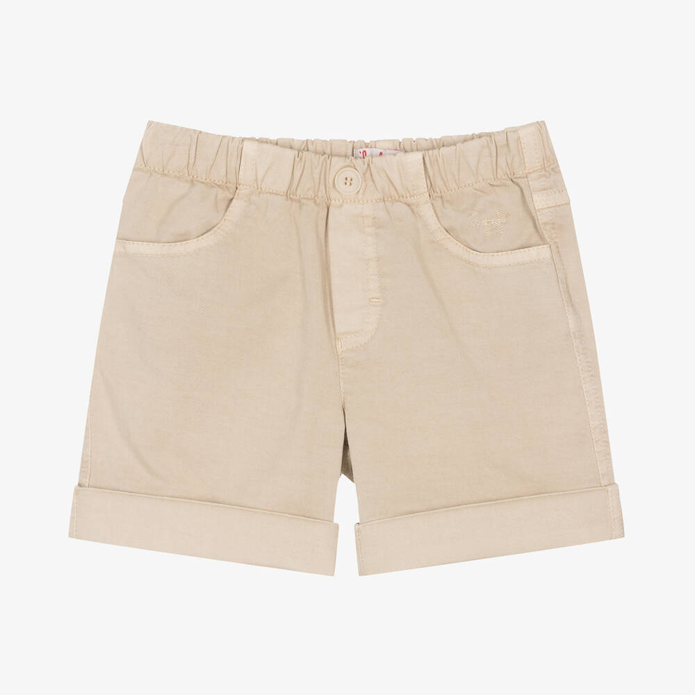 Shop Il Gufo Baby Boys Beige Cotton Twill Shorts