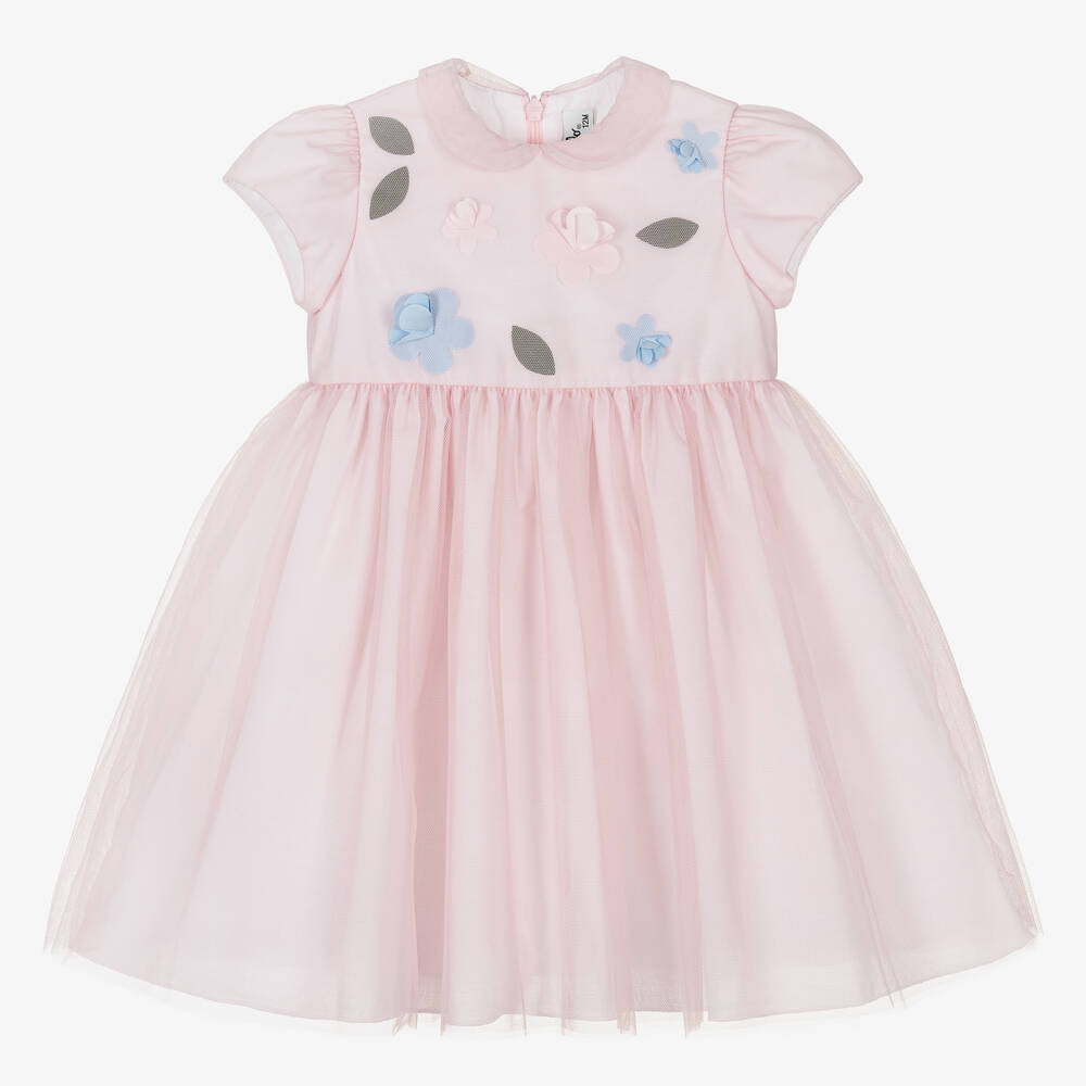 Il Gufo - Baby Girls Pink Floral Tulle Dress | Childrensalon