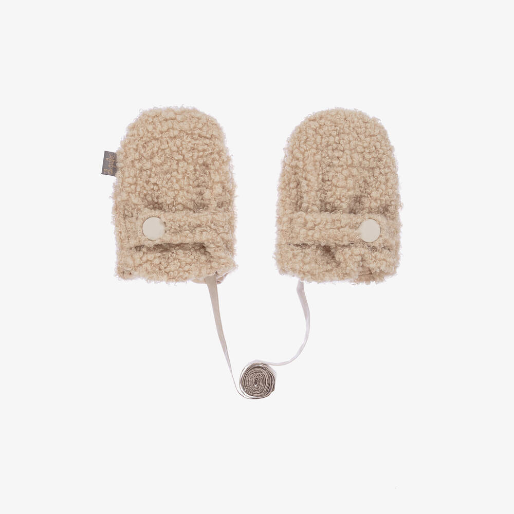 Il Gufo - Beige Bouclé Fleece Mittens | Childrensalon