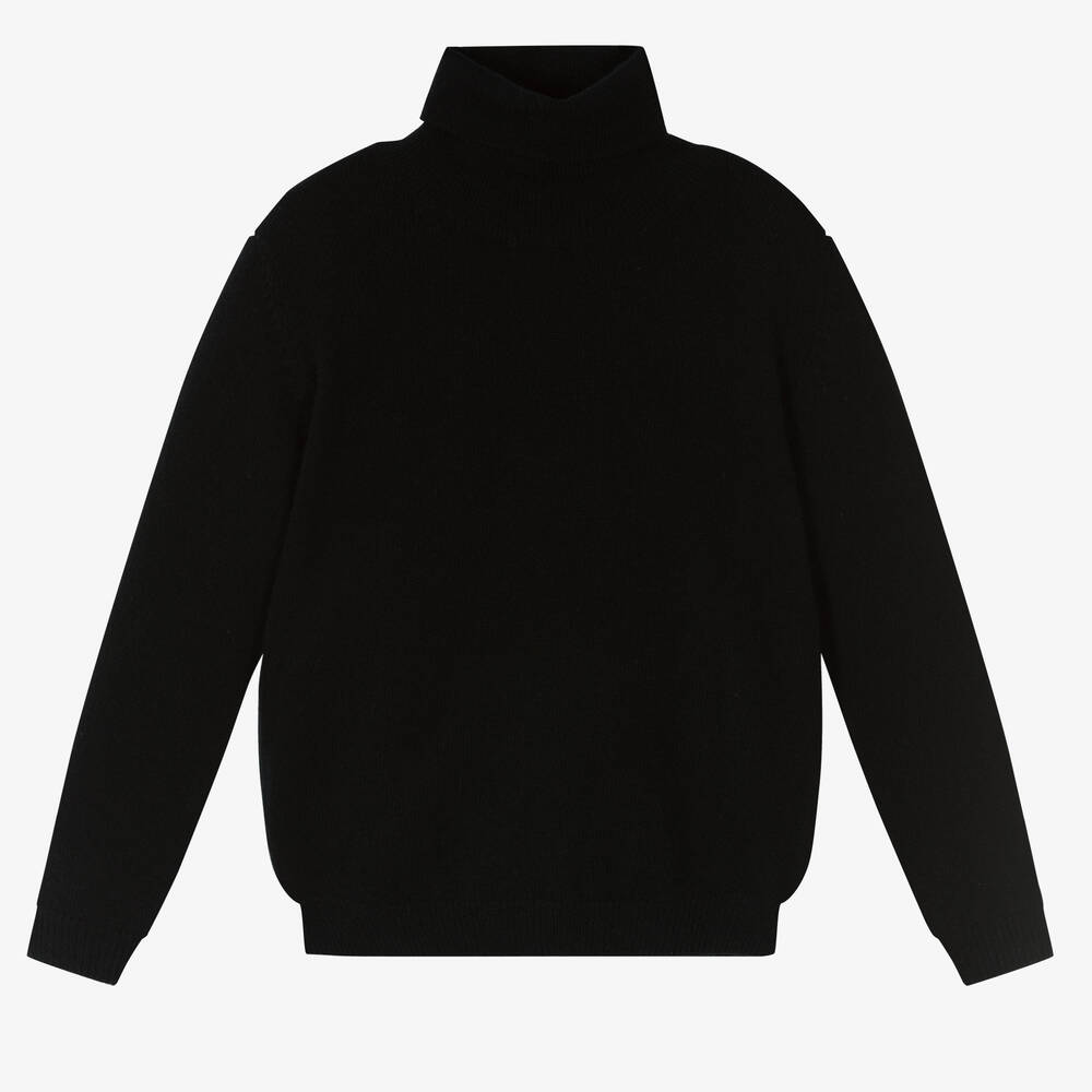 Il Gufo - Black Wool Roll Neck Sweater | Childrensalon