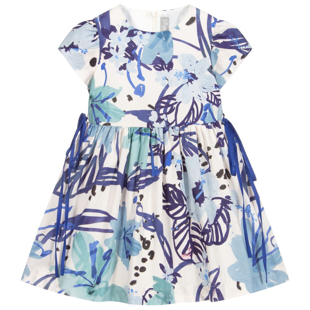 Il Gufo - Blue Cotton Floral Dress | Childrensalon