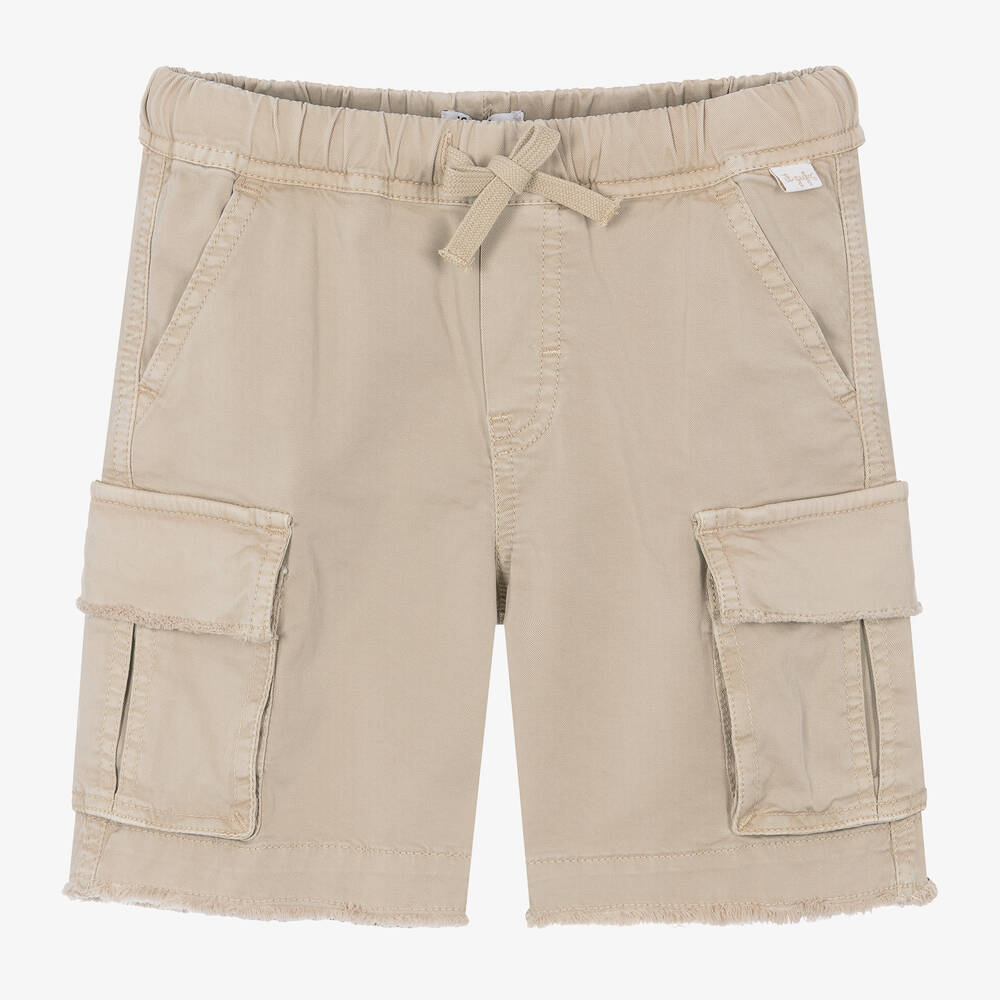 Il Gufo - Boys Beige Cotton Twill Cargo Shorts  | Childrensalon