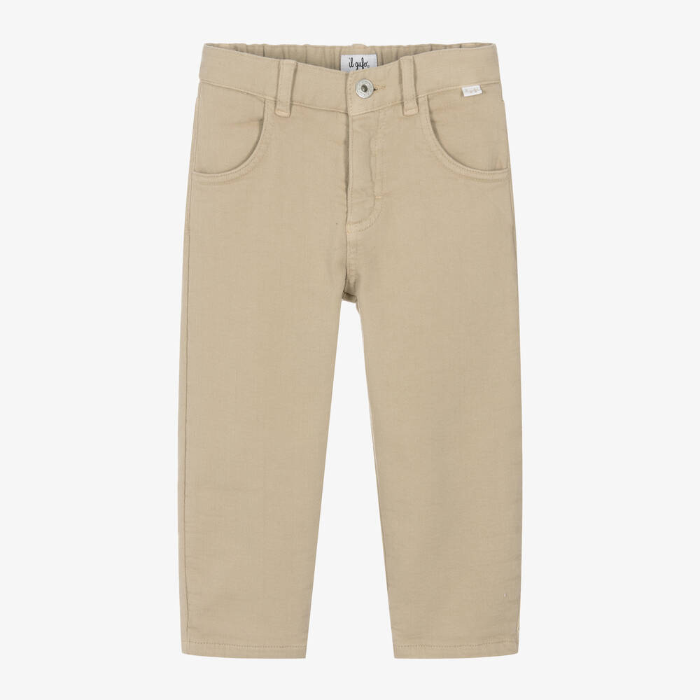 Il Gufo - Boys Beige Jersey Denim Jeans | Childrensalon