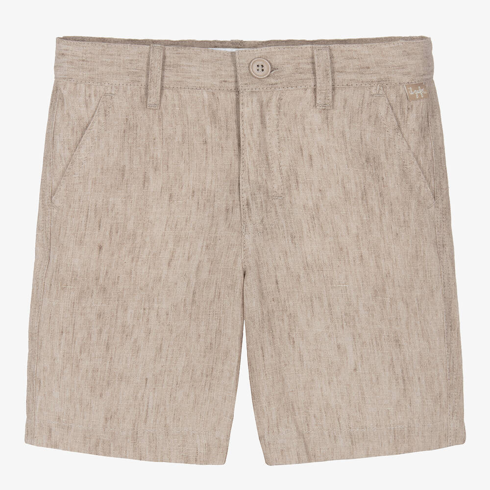 Il Gufo - Boys Beige Linen Shorts | Childrensalon