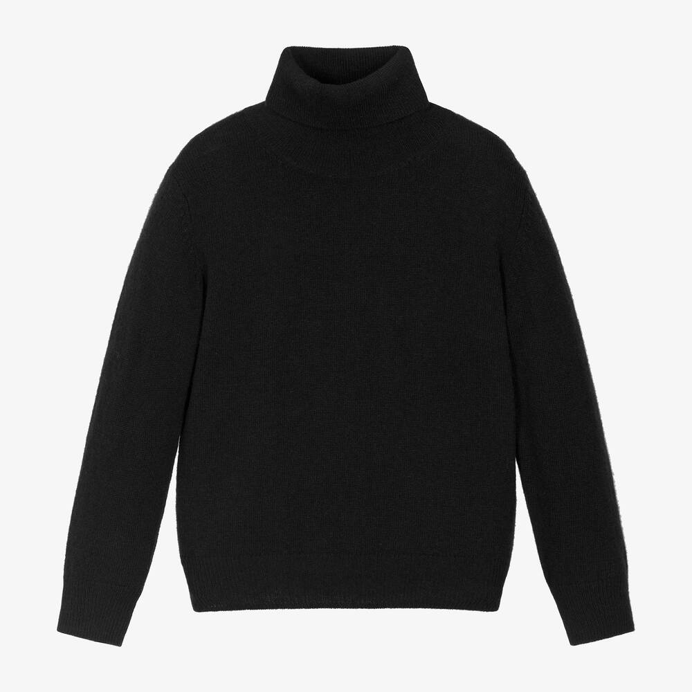 Il Gufo - Boys Black Wool Roll Neck Sweater | Childrensalon