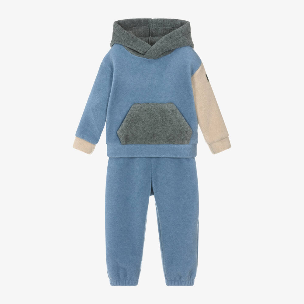 Il Gufo - Boys Blue Colourblock Fleece Tracksuit | Childrensalon