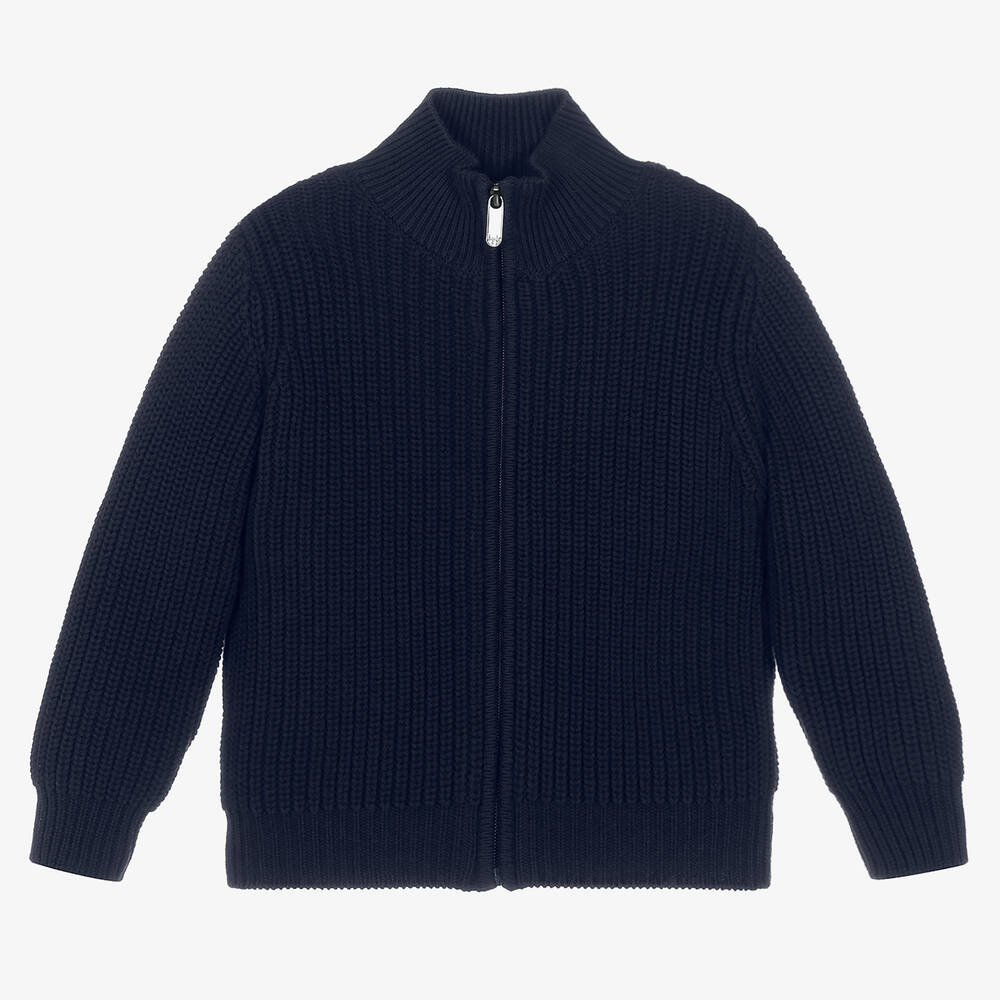 Il Gufo - Cardigan zippé bleu en coton Garçon | Childrensalon