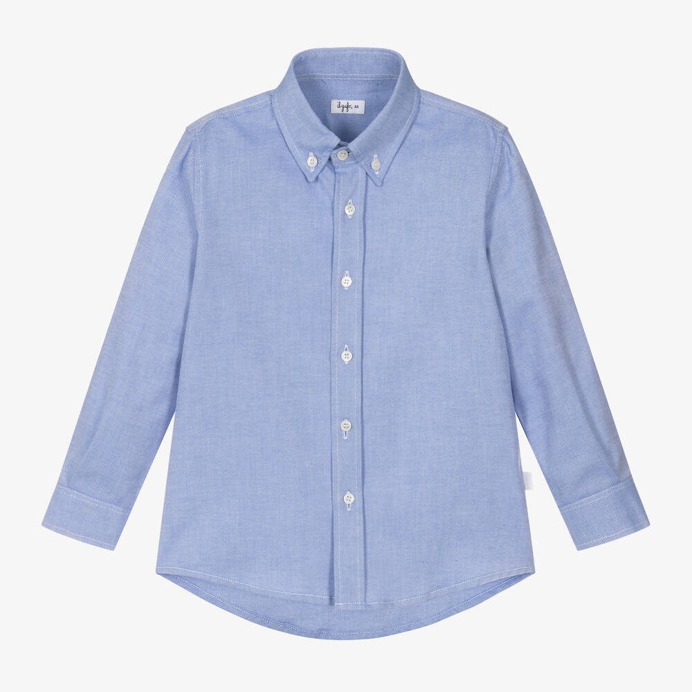 Il Gufo - Boys Blue Oxford Cotton Shirt | Childrensalon