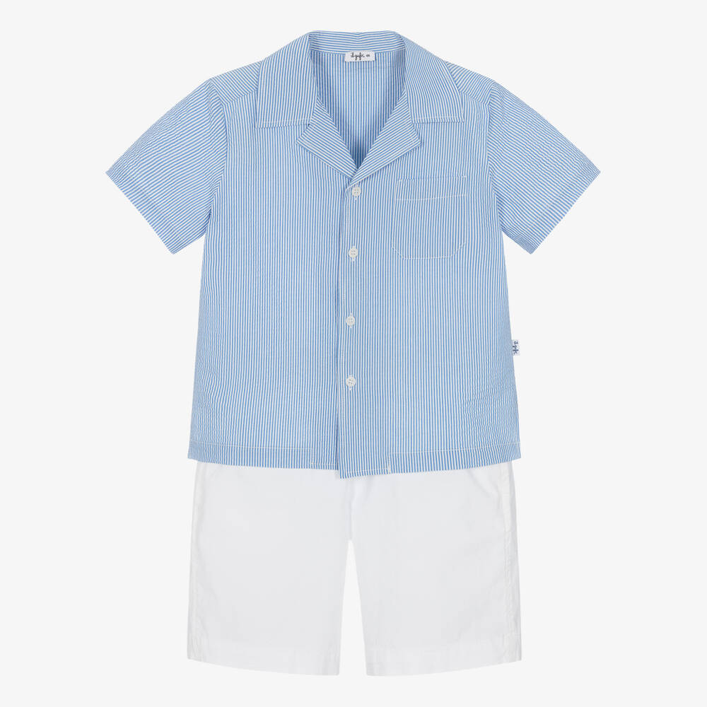 Il Gufo - Рубашка в голубую полоску и шорты из хлопка для мальчиков | Childrensalon