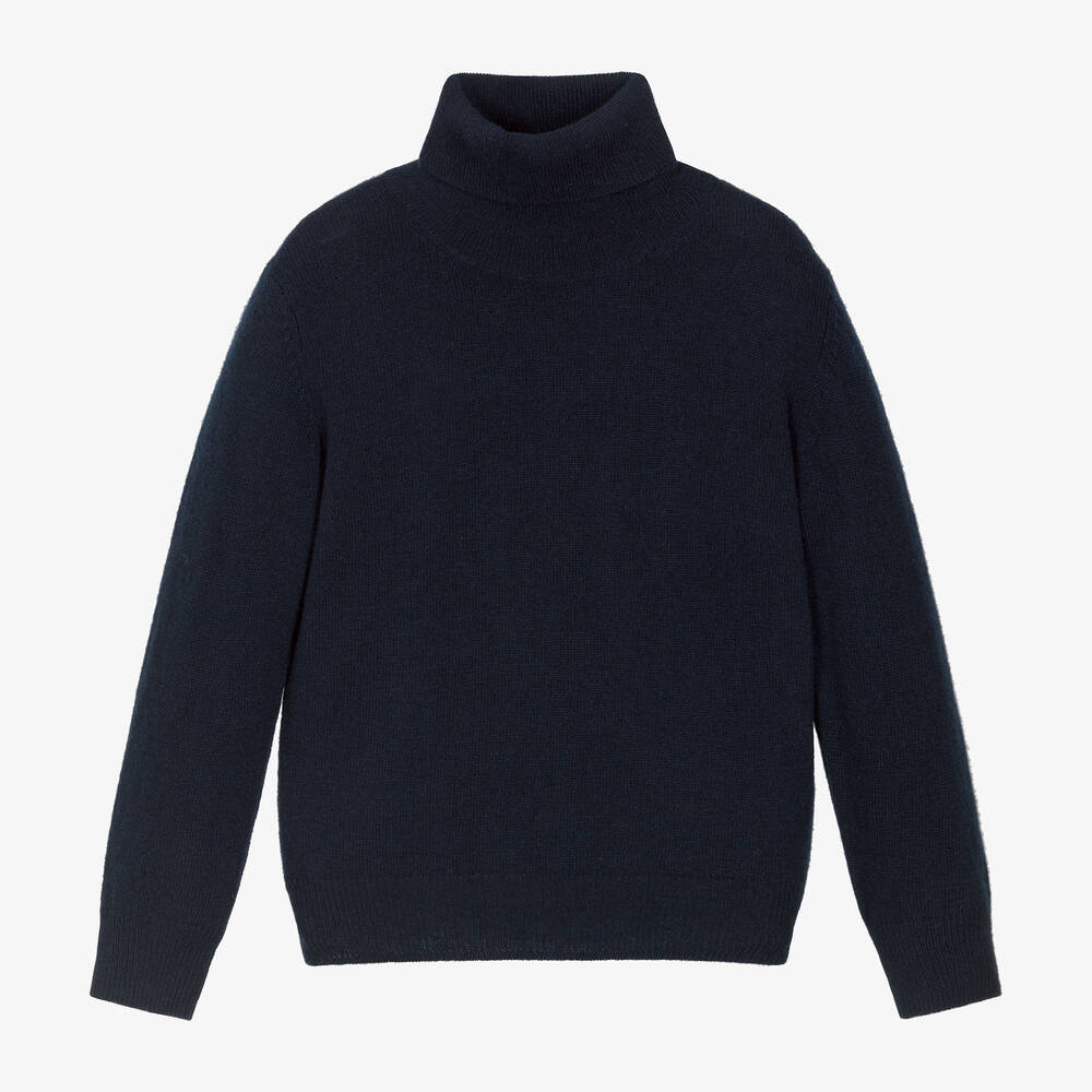 Il Gufo - Boys Blue Wool Roll Neck Sweater | Childrensalon