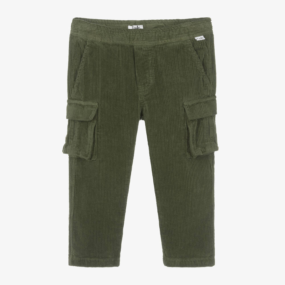 Il Gufo - Boys Green Corduroy Cargo Trousers | Childrensalon