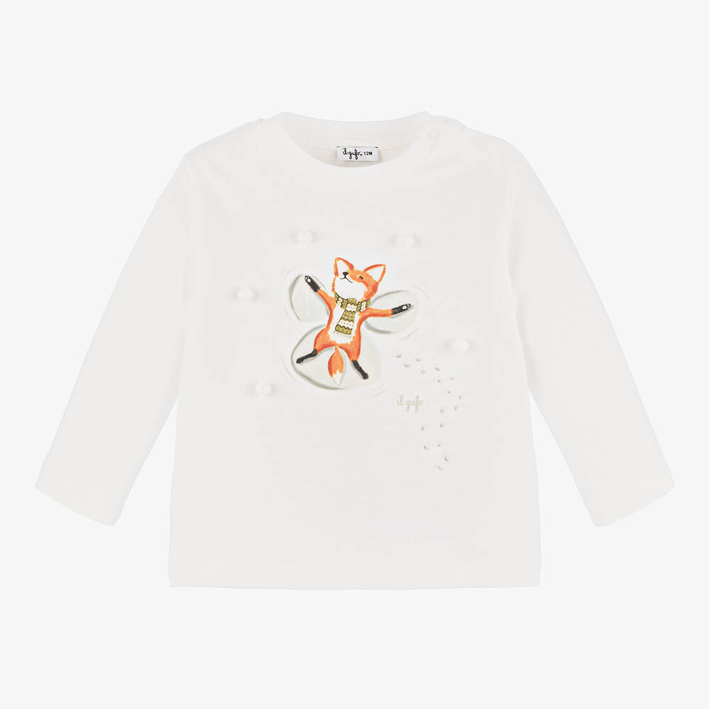 Il Gufo - Boys Ivory Cotton Fox Top | Childrensalon