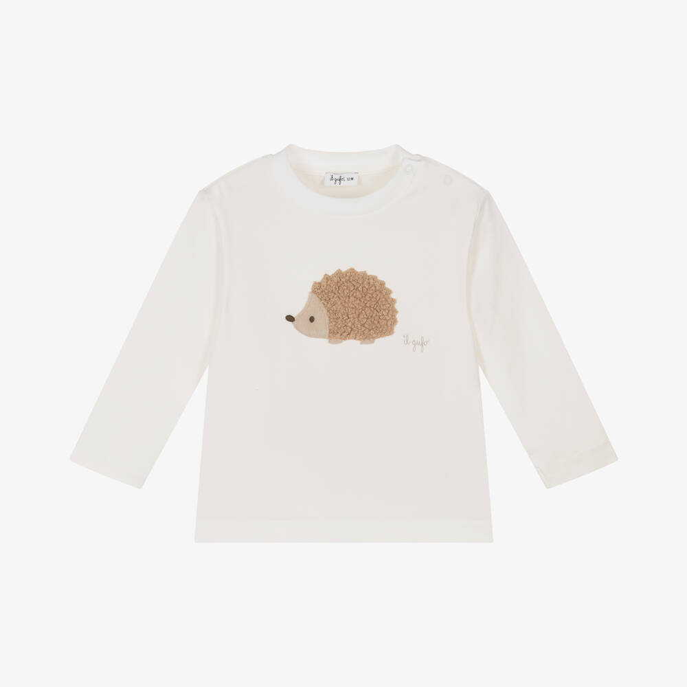 Il Gufo - Boys Ivory Cotton Hedgehog Top | Childrensalon