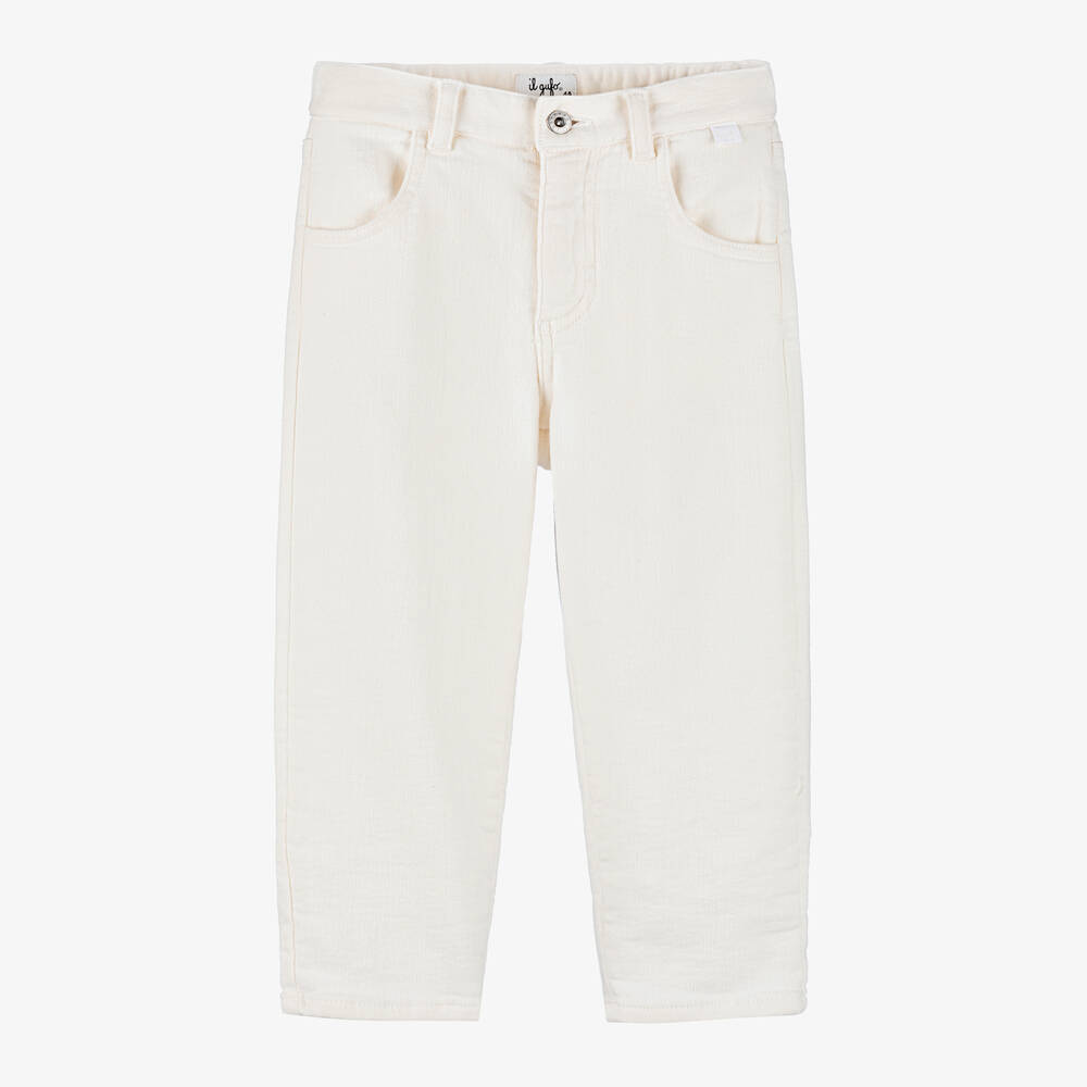 Il Gufo - Boys Ivory Jersey Denim Jeans | Childrensalon