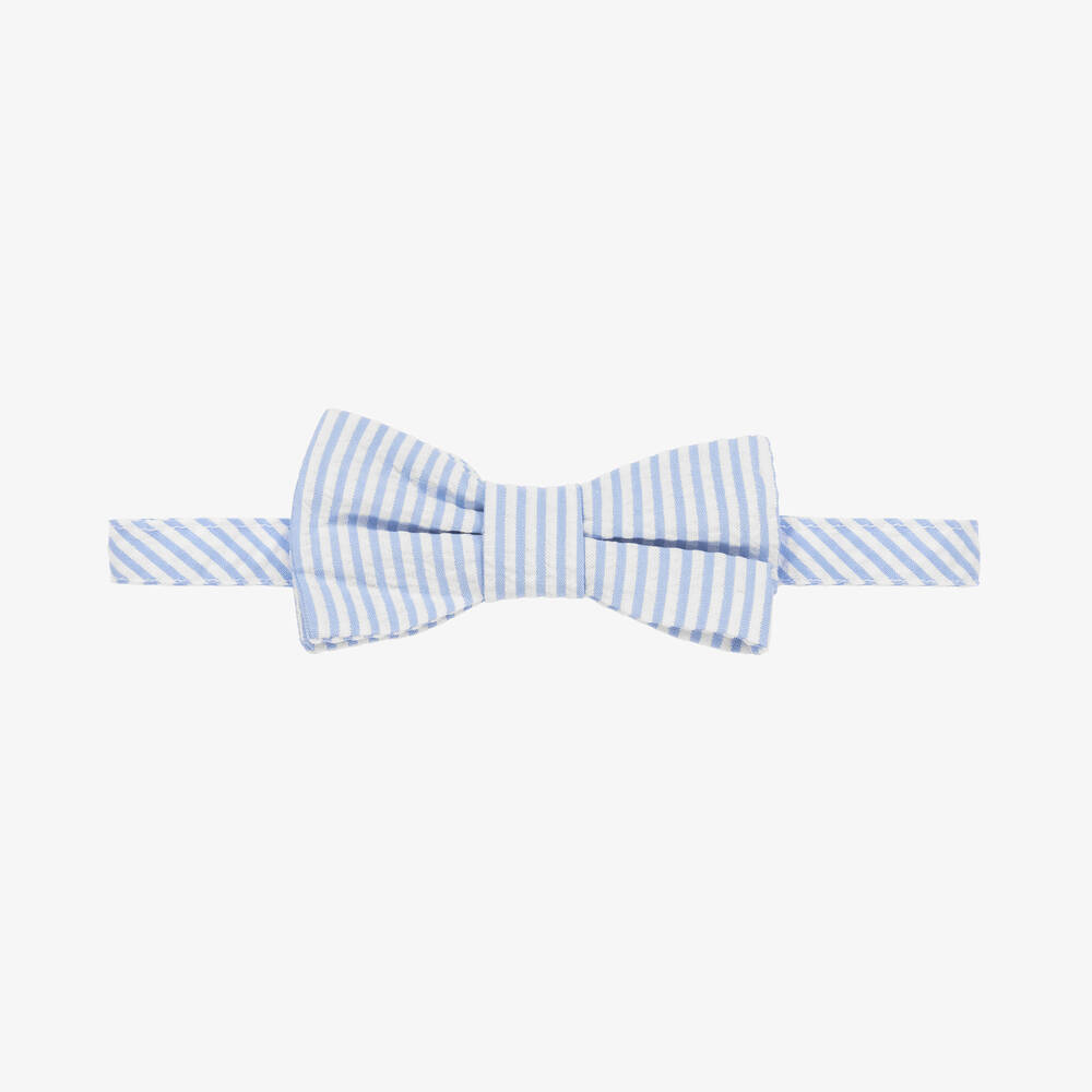 Il Gufo - Boys Light Blue Striped Cotton Bow Tie | Childrensalon