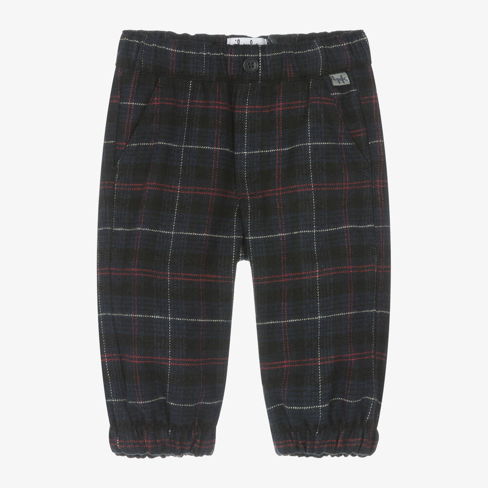 Il Gufo - Boys Navy Blue Check Trousers | Childrensalon