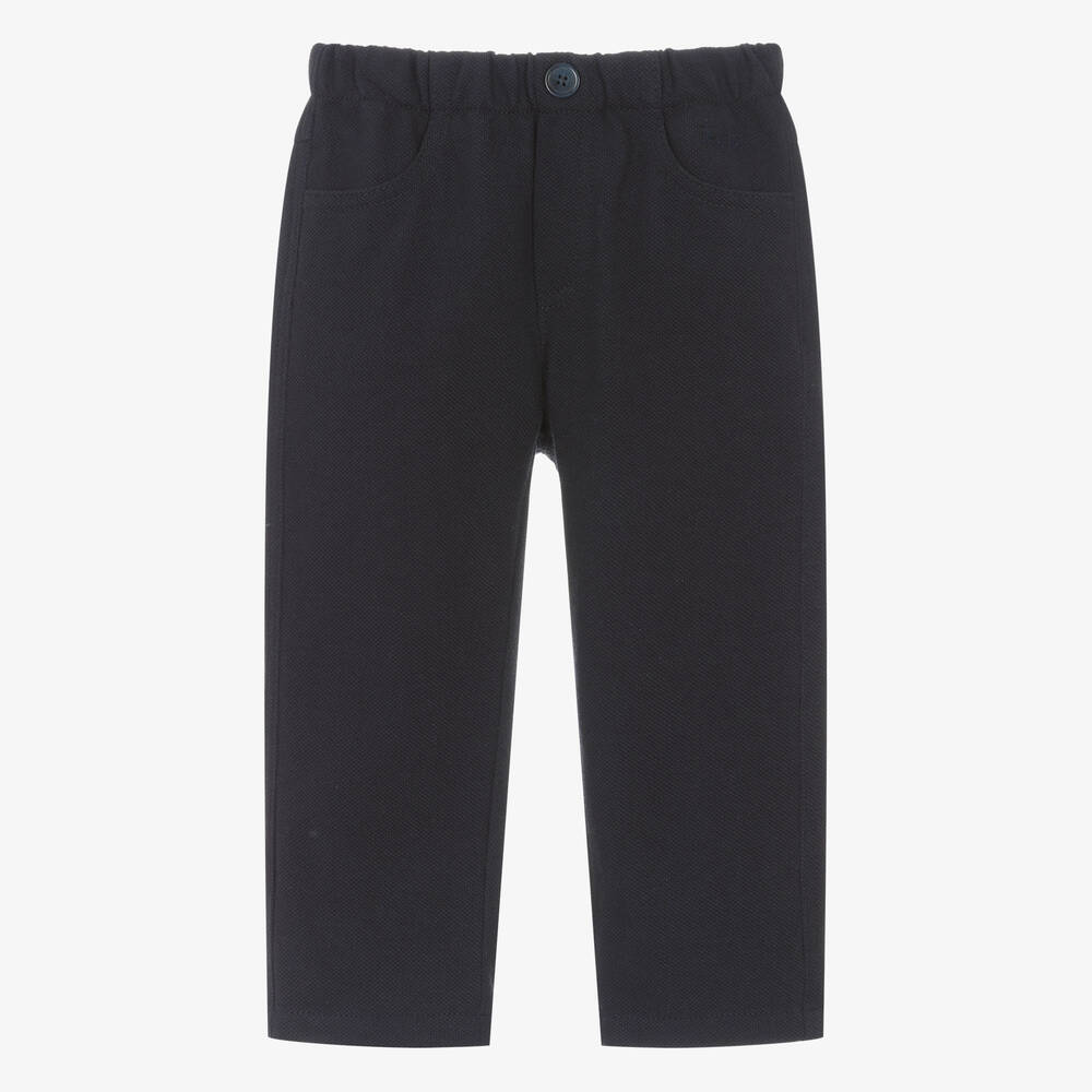 Il Gufo - Boys Navy Blue Cotton Piqué Trousers | Childrensalon