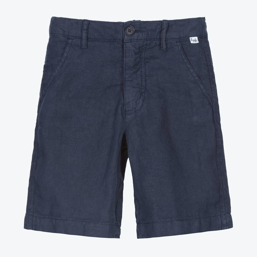 Il Gufo - Boys Navy Blue Linen Shorts | Childrensalon