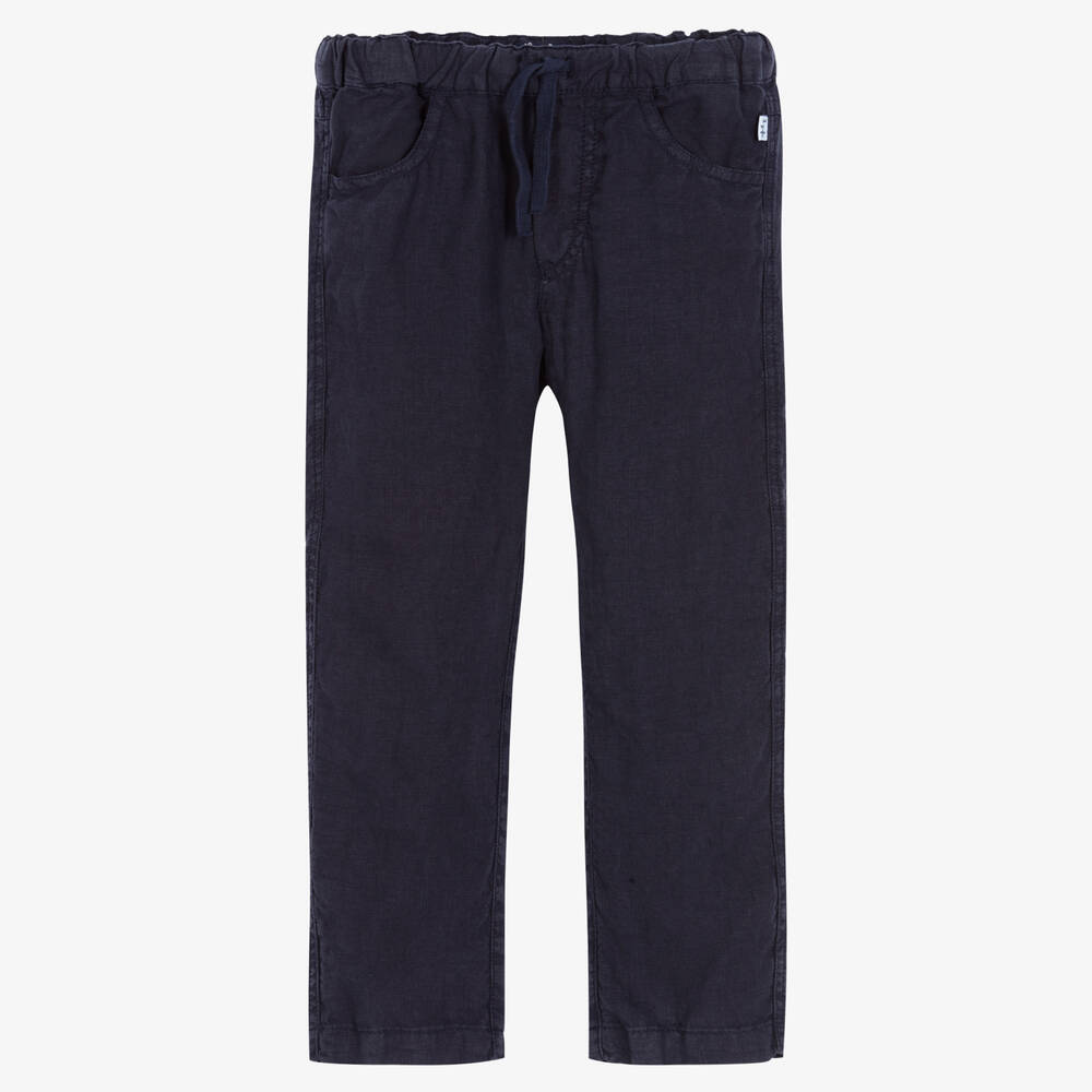 Il Gufo - Boys Navy Blue Linen Trousers | Childrensalon