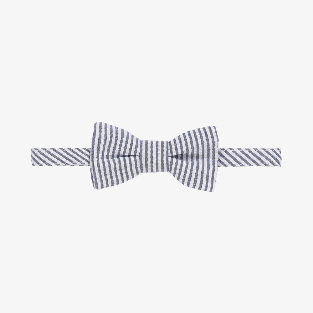 Il Gufo - Boys Navy Blue Striped Cotton Bow Tie | Childrensalon