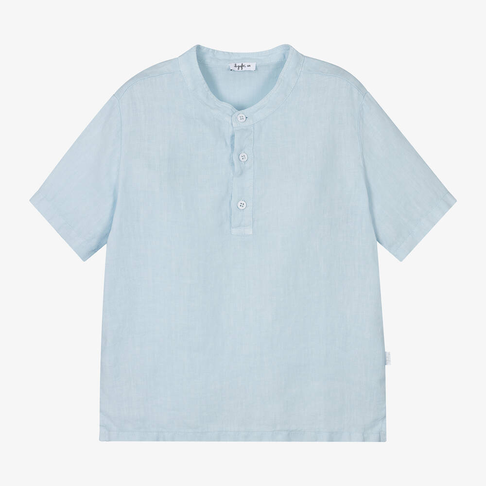 Il Gufo - Boys Pale Blue Linen Shirt | Childrensalon