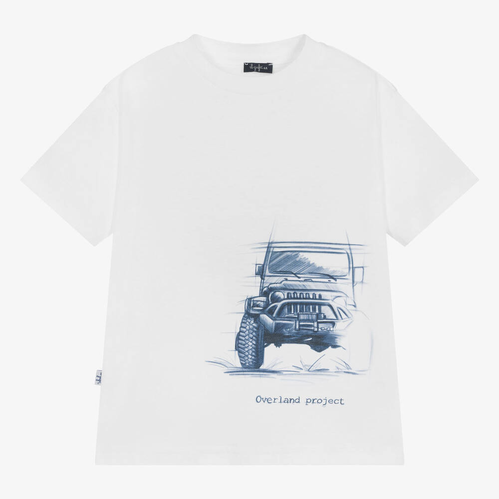 Il Gufo - Boys White Cotton Jeep T-Shirt | Childrensalon