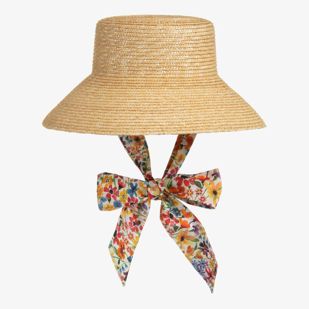 Il Gufo - Girls Beige Straw Sun Hat | Childrensalon