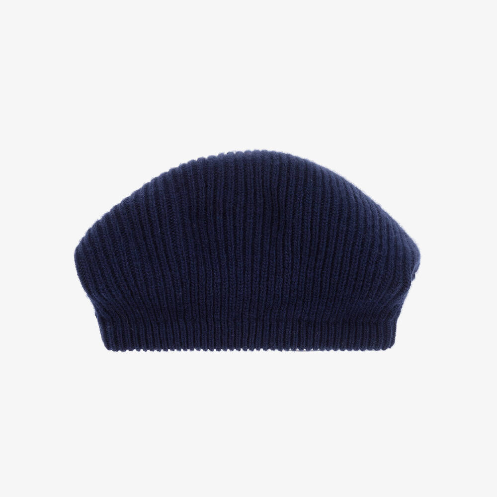 Il Gufo - Girls Blue Wool Knit Beret | Childrensalon